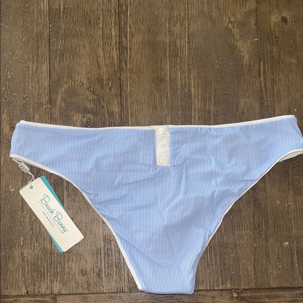 Beach Bunny Light Blue and White Bikini Bottom